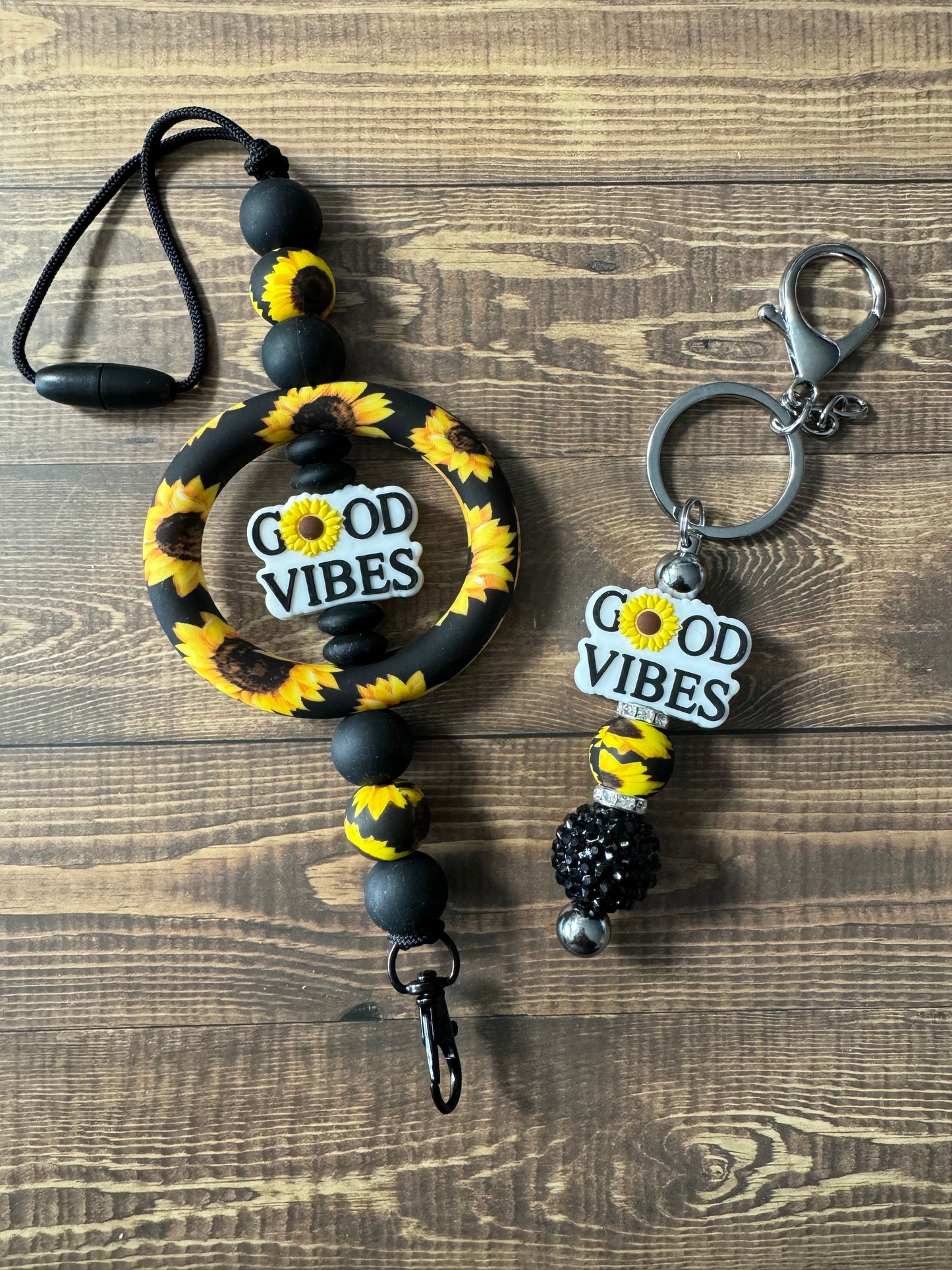 Good Vibes Sunflower Keychain