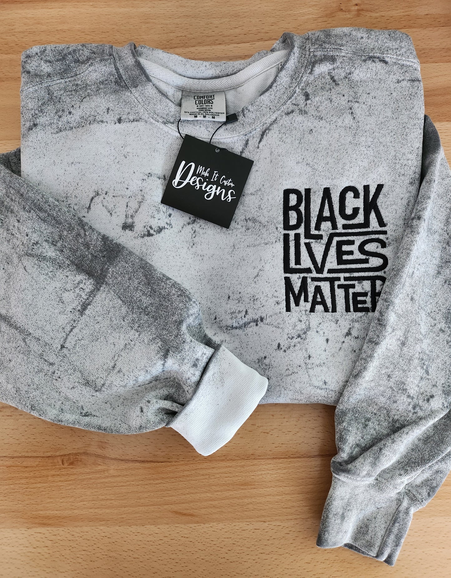 BLM Tie Dye Embroidered Crewneck Sweatshirt