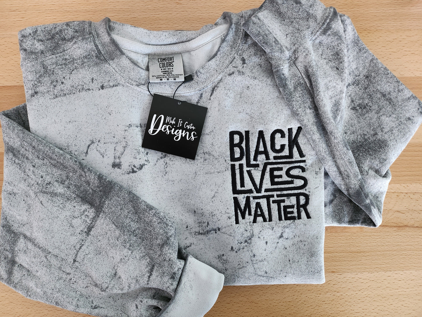 BLM Tie Dye Embroidered Crewneck Sweatshirt