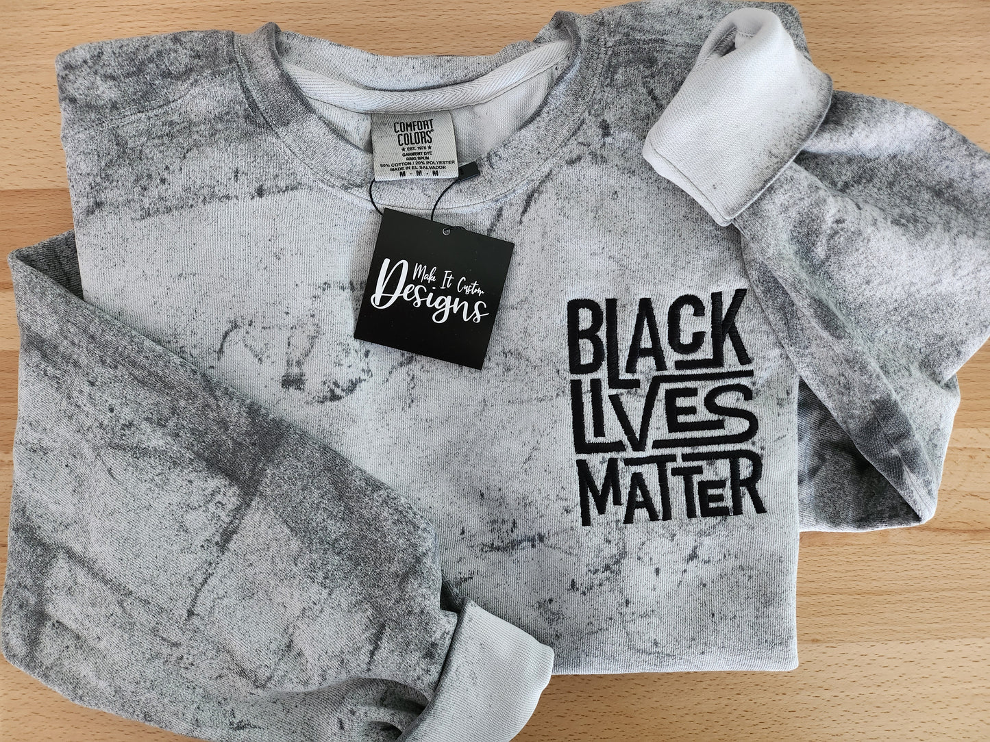 BLM Tie Dye Embroidered Crewneck Sweatshirt