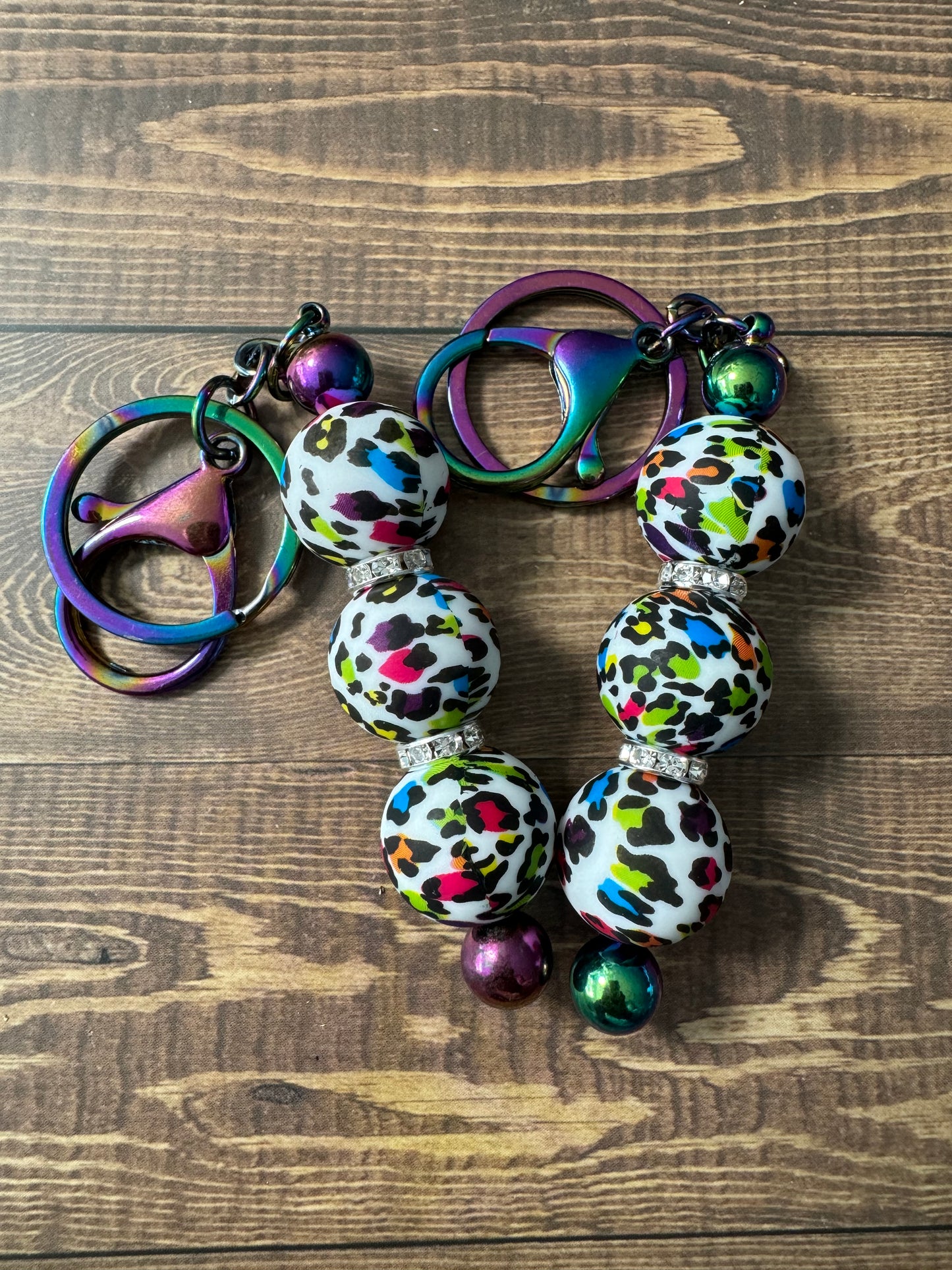 Rainbow Leopard Keychain