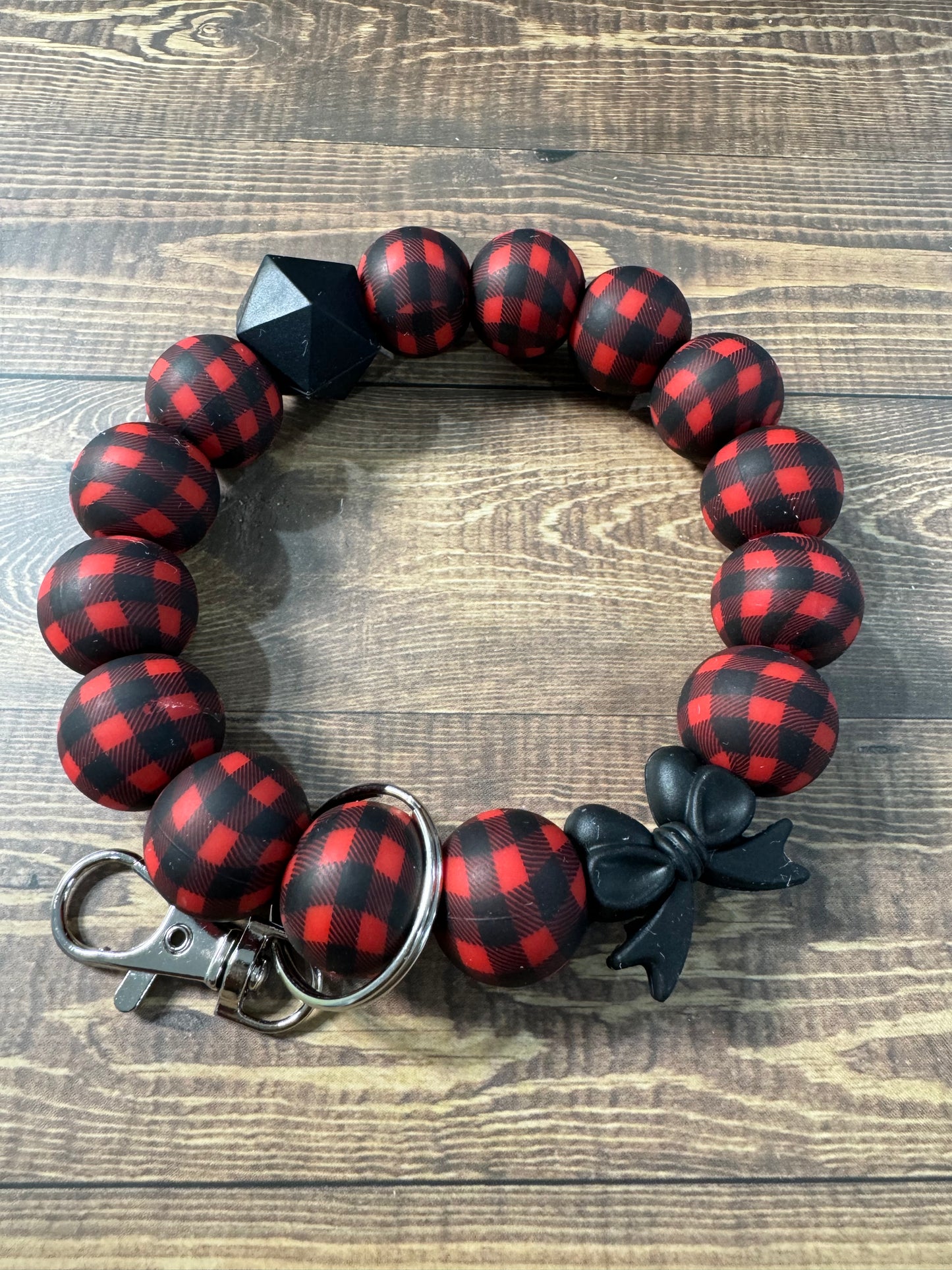 Buffalo Plaid Bow Wristlet