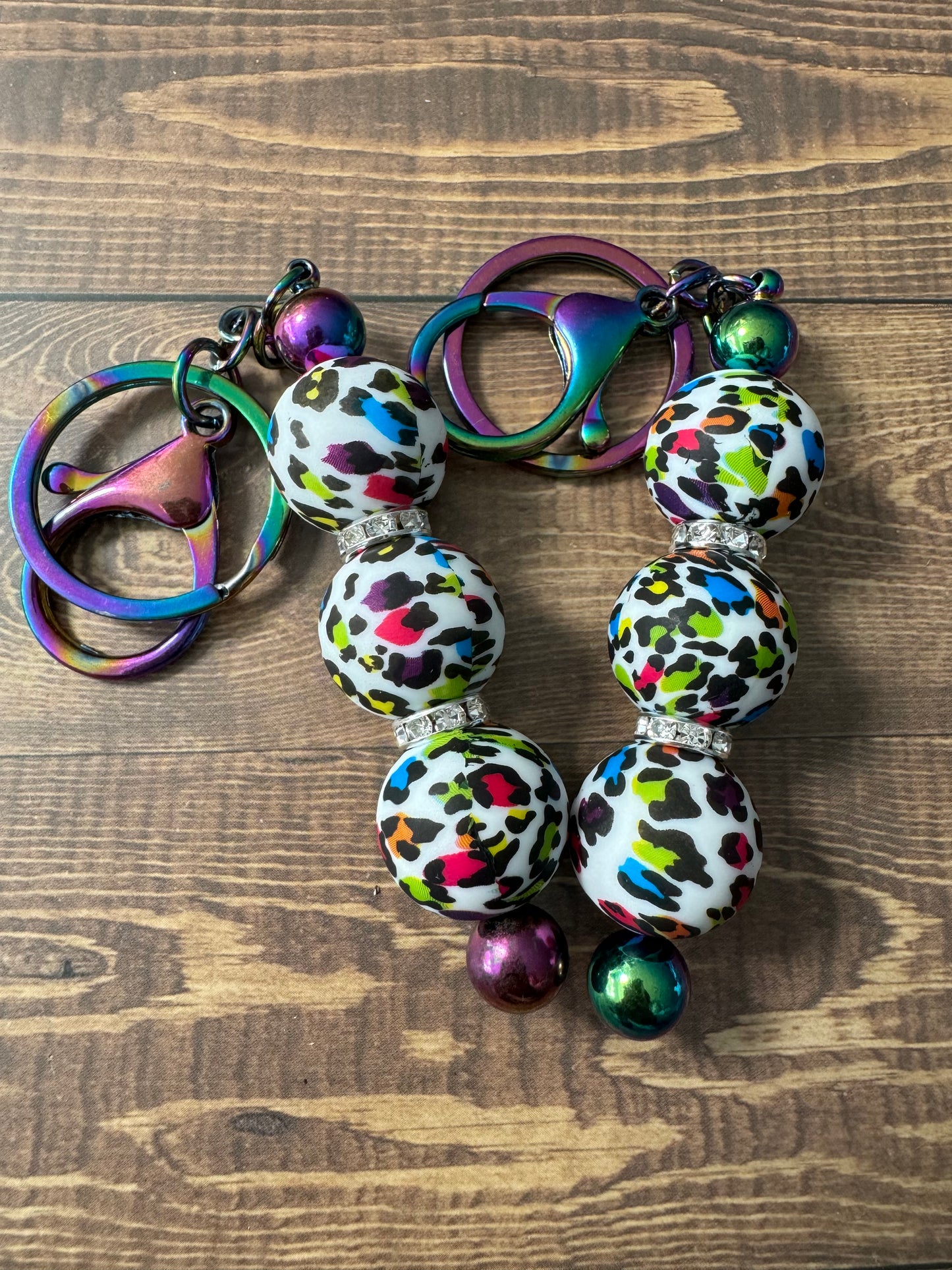 Rainbow Leopard Keychain