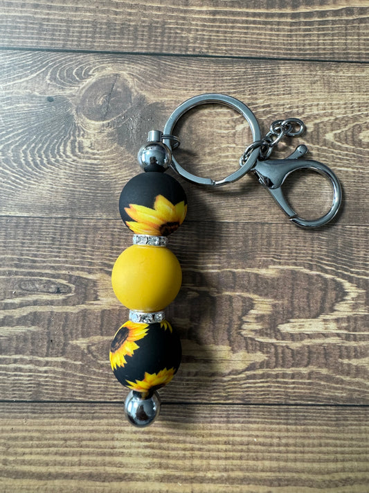 Black Sunflower Keychain