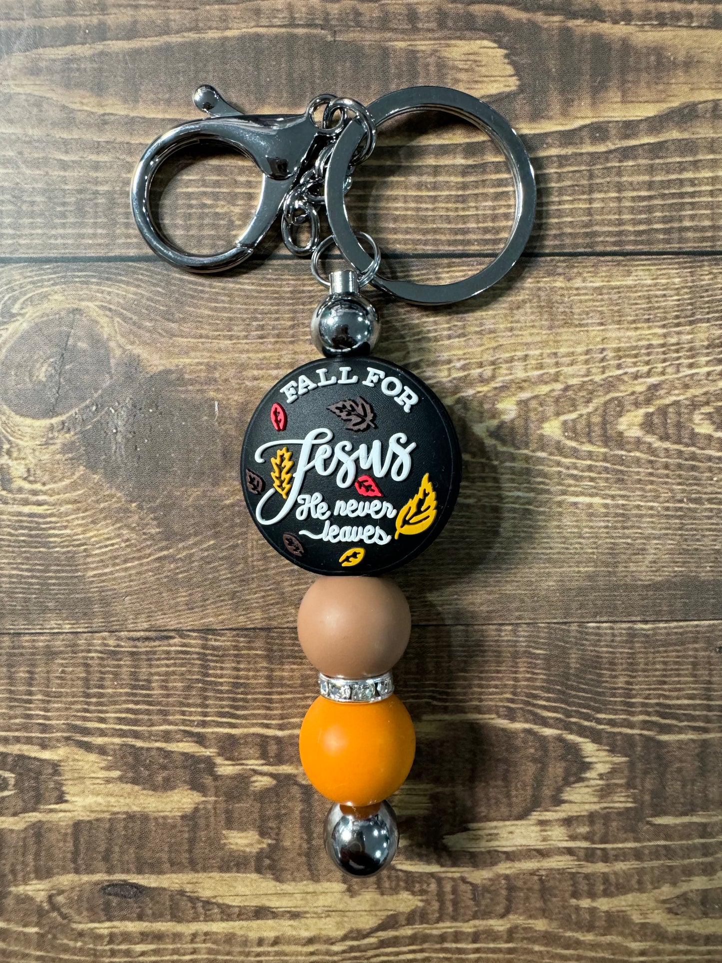 Jesus Never Leaves XL Car Charm/Freshie Hanagar with Mini Keychain Set