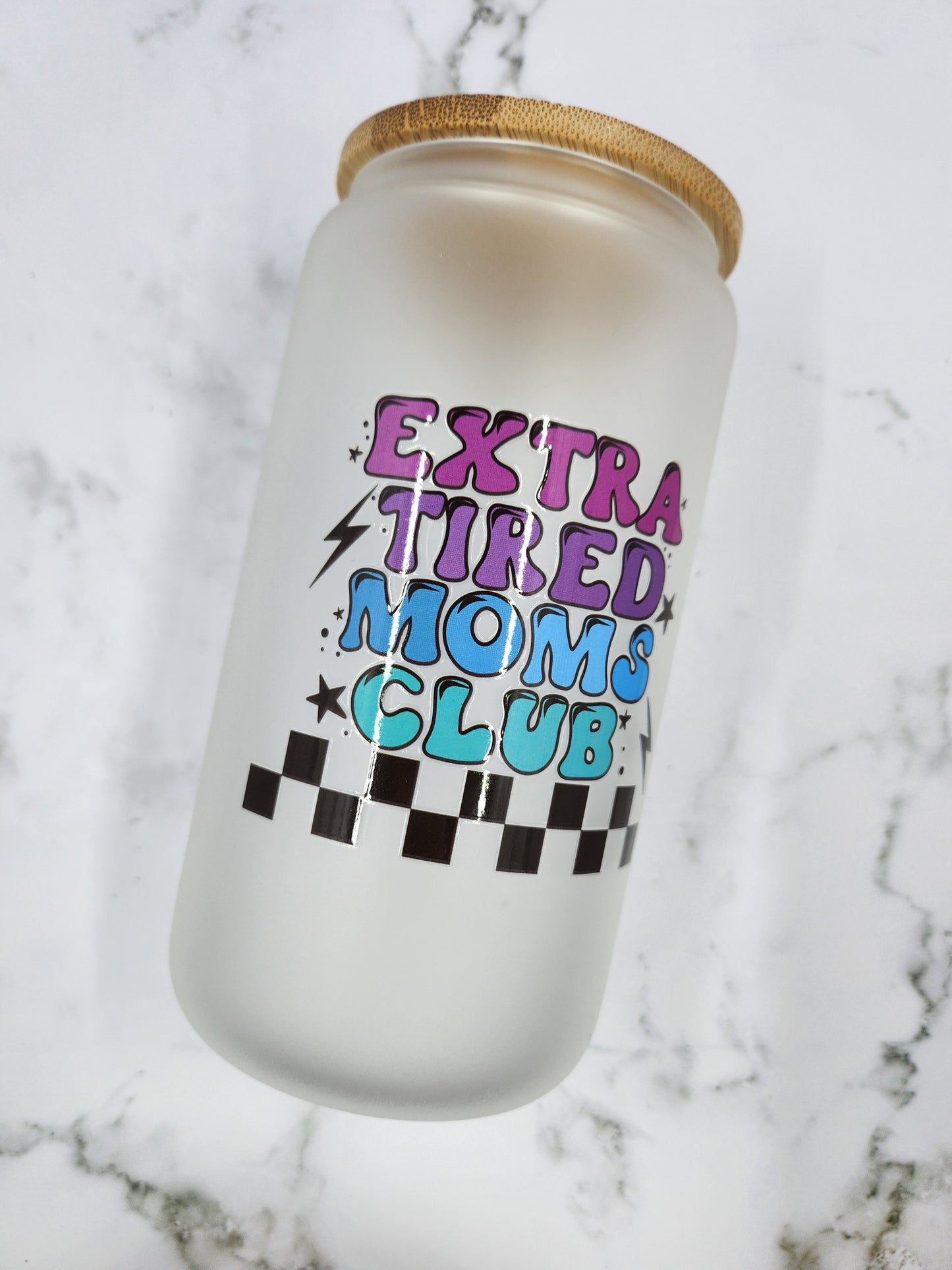 Tired Mom 160z Frosted Glass Cup