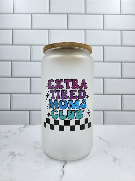 Tired Mom 160z Frosted Glass Cup